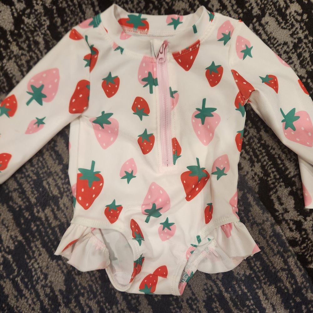 Strawberry Print Baby Swimsuit